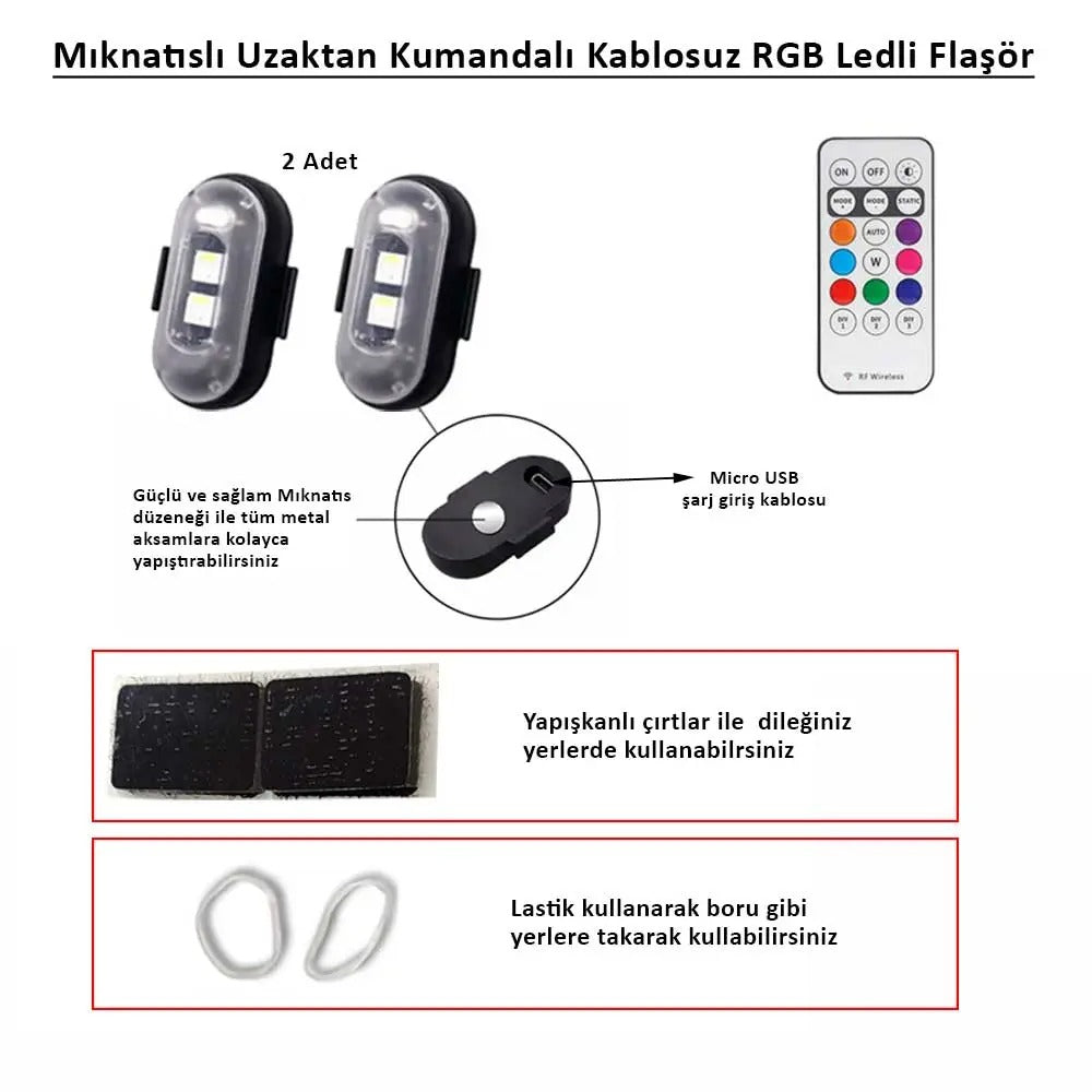 Uzaktan Kumandalı 2'li Çakar Led