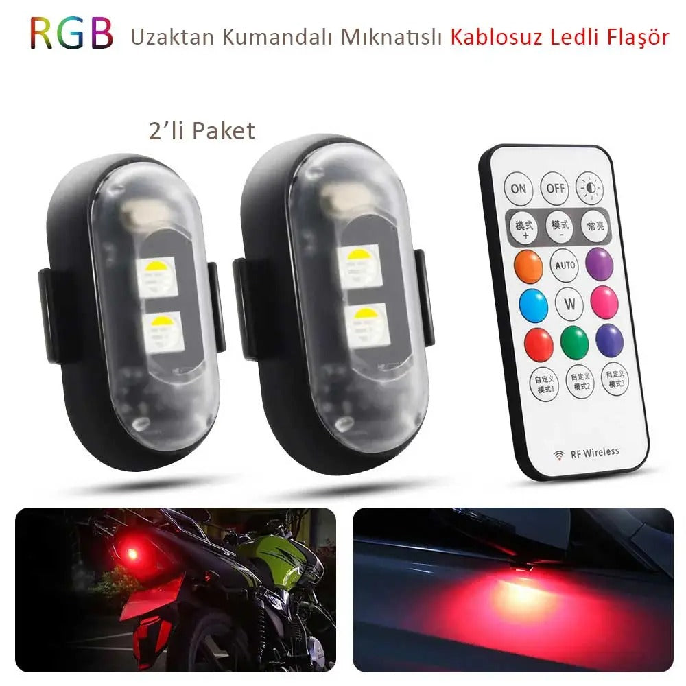 Uzaktan Kumandalı 2'li Çakar Led