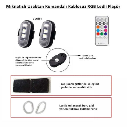 Uzaktan Kumandalı 2'li Çakar Led